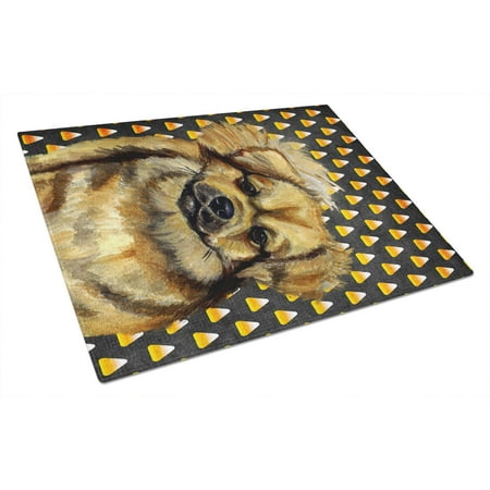 

Carolines Treasures LH9044LCB Tibetan Spaniel Candy Corn Halloween Portrait Glass Cutting Board Large 12H x 16W