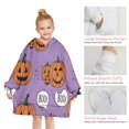 thumbnail image 6 of Purple Halloween Pumpkins with Boo Blanket Hoodies for Kids 6-13YR Oversize Wearable Blanket Hoodies for Boys Girls Teens, 6 of 7