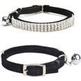 thumbnail image 2 of Soft Velvet Safe Cat Adjustable Collar Bling Diamante With Bells,23-30cm,for Small Dogs And Cats (black), 2 of 5