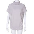thumbnail image 4 of T-shirt à Col Roulé pour Femmes à Manches Courtes en Coton Uni Décontracté Blouse Haut T-shirt Grande Taille T-shirt pour Femmes, 4 of 5