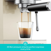 CASABREWS 3700 Essential Espresso Machine, 20 Bar Coffee Maker with PID Temperature Control, Pre-Infusion, Steam Wand & Stainless Steel Design, Cream.