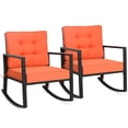 thumbnail image 1 of Gymax 2PCS Outdoor Wicker Rocking Chair Patio Lawn Rattan Single Chair Glider w/ Cushion, 1 of 9