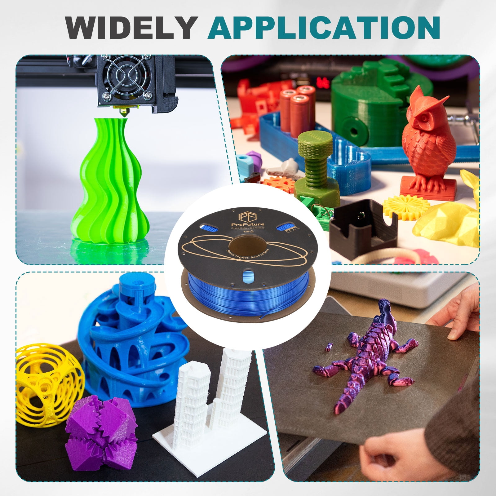 Uxcell Silk PLA Filament 1.75mm 1KG/2.2LB High Shine 3D Printer Filament, Enhanced Toughness, Dimensional Accuracy +/- 0.02mm for 3D Printer, Blue