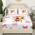 thumbnail image 3 of Erosebridal Bowknot Bee Bed Sheets Set Twin Size, Princess Bow Bed Sheets Twin, 3-Piece, 3 of 7