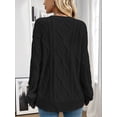 thumbnail image 6 of Women'S Oversized Cable Knit Crewneck Sweaters Black XL, 6 of 9