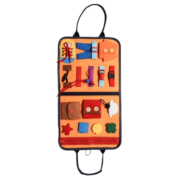Vogacara Plegable Busy Board Toy Dressing Ejercicio Juego de motor fino para niños pequeños Juguetes Azul