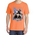 thumbnail image 2 of Wild Bobby, Howling Wolf Full Moon, Animal Lover, Garment-Dyed Washed Look Short Sleeve T-Shirt, Neon Orange, Small, 2 of 3