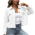 thumbnail image 2 of Lmnyox Women's Crop Jackets Textured Button Down Collared Coats Loose Solid Color Jackets with Pockets, 2 of 9