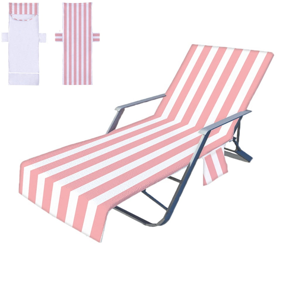 Pool Chair Towel with Side Pockets,Microfiber Chaise Lounge Towel Cover