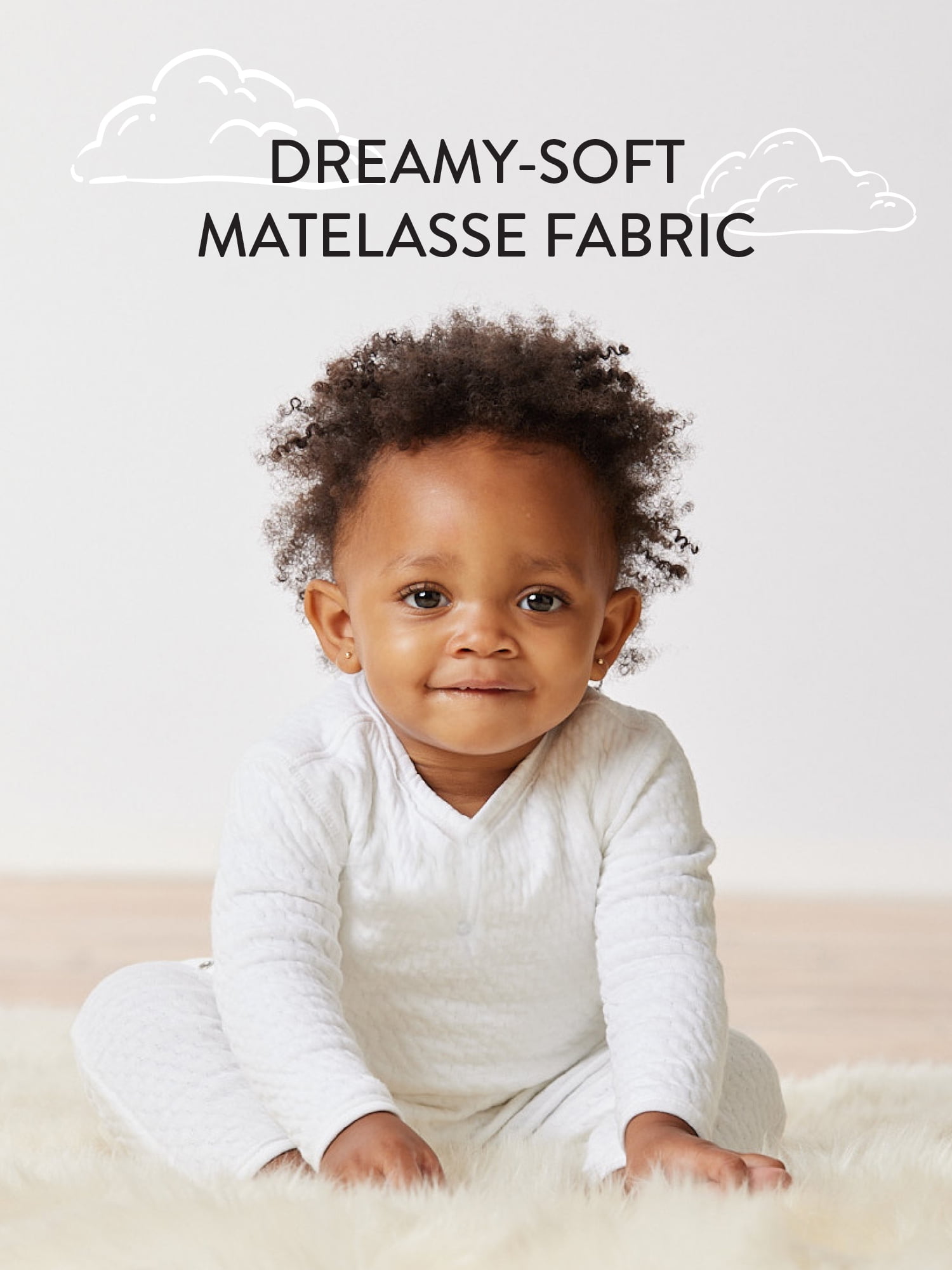 Honest Baby Clothing Organic Cotton Baby Boy/Girl Center Front Snap Matelasse Coverall, Sizes Preemie-24 Months