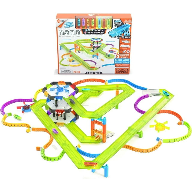 HEXBUG Nanotopia, Jouets Sensoriels pour Enfants et Chats avec Plus de 130 Pcs et 7 Nano Insectes, Kits STEM et Mini Robot pour Enfants de 3 Ans et Plus, Piles Incluses