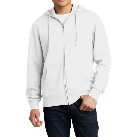 JustBlanks Custom Full-Zip Fleece Hoodie 65/35 Ring Spun Cotton/Polyester, White, 4XL