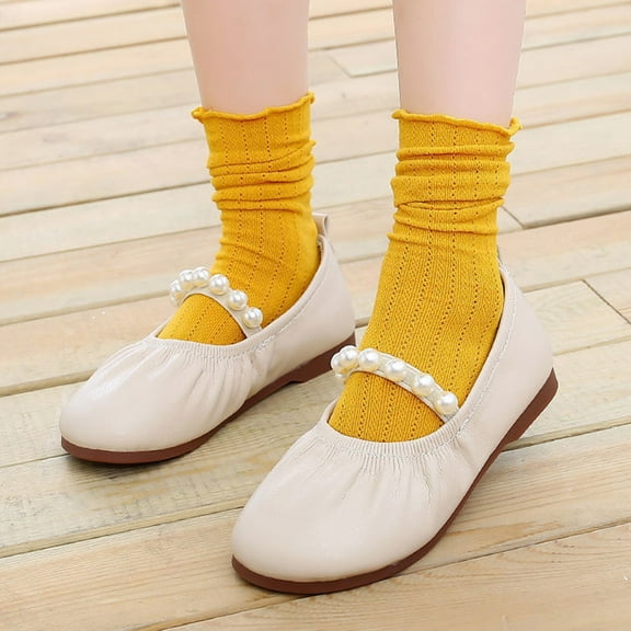 Aayomet Toddler Pearl Girl Dress Shoes Girl Ballet Party School Shoes Wedding Toddler Shoes Girls,Beige 7