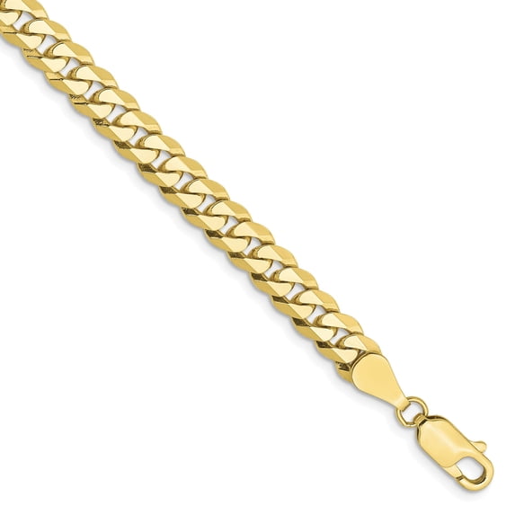 10k 5.75mm Flat Beveled Curb Chain in 10k Yellow Gold