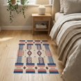 thumbnail image 3 of ODIKA 2'x3' Navy Blue Coral Pink Geometric Washable Doormat Authentic Diamond Motifs With Striped Border Non-Slip, Low Pile for Entryway, Kitchen, Laundry Room, 3 of 7