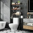 thumbnail image 2 of Bamworld Over The Toilet Storage Rack, 3 Tier Bathroom Organizer Shelf Over Toilet Freestanding Space Saver Toilet Stands Floating Shelves Wall Shelf Rustic Bamboo Shelves For Storage Black 2 of 10