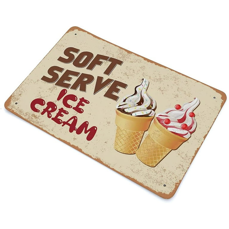 Soft Serve Ice Cream Tin Sign Metal Plaque Art Hanging Iron