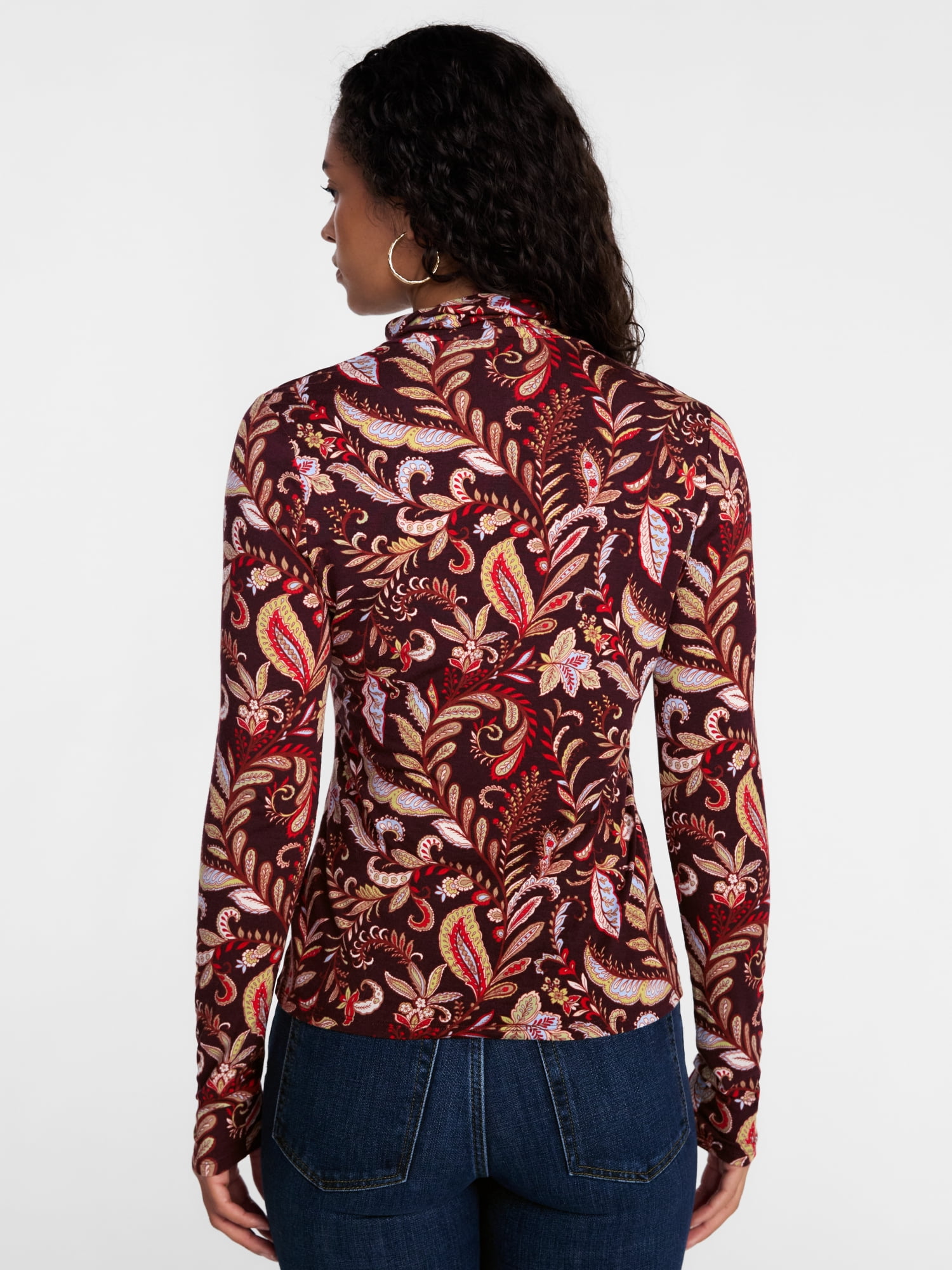 Scenario Women's Turtleneck Top with Long Sleeves, Sizes XS-XXXL