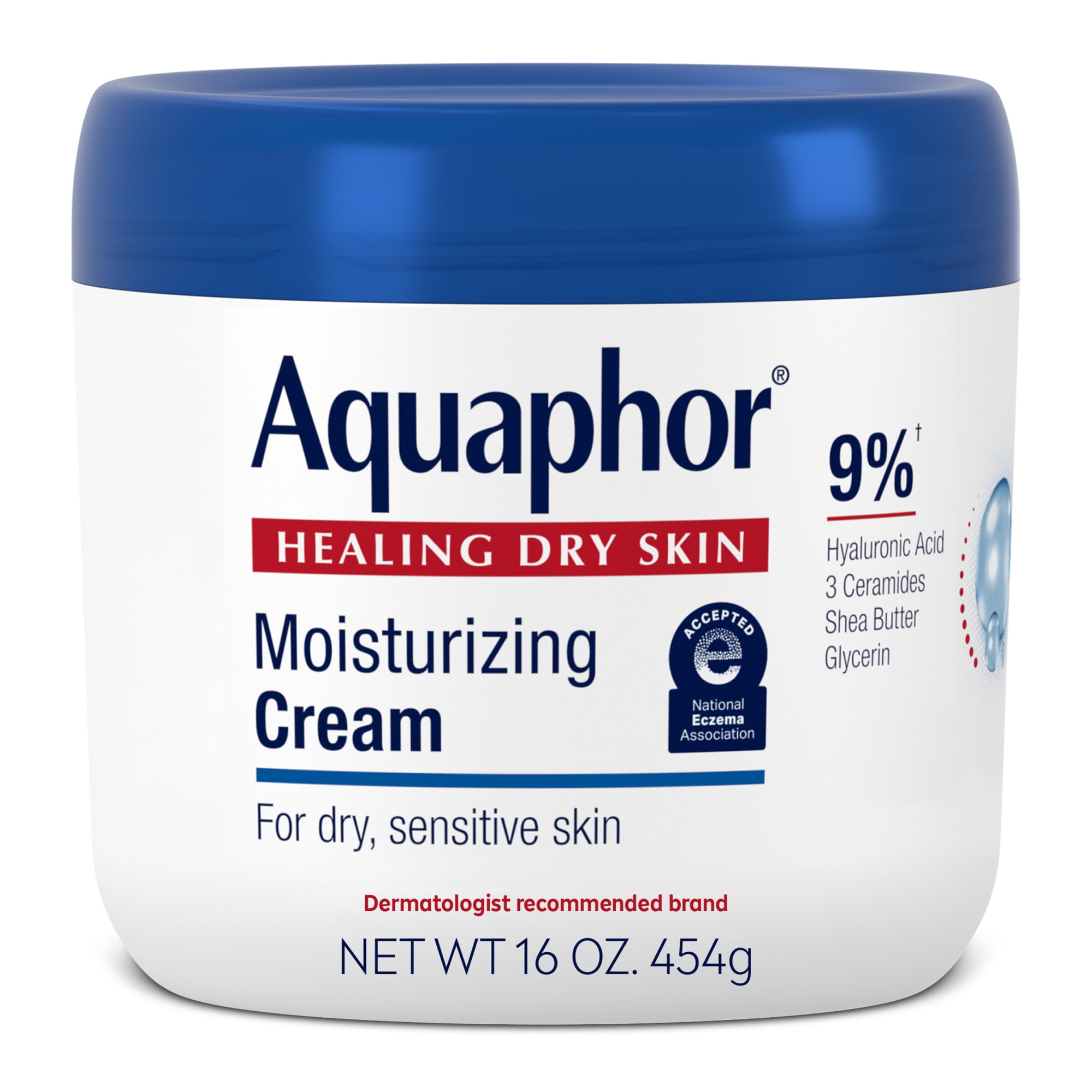 Aquaphor Moisturizing Face and Body Cream, 16 oz Jar