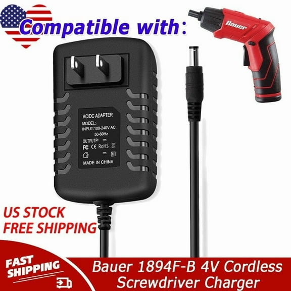 AC Adapter Compatible with Bauer 1894F-B 4V Cordless Screwdriver 64313 Power Supply Charger
