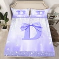 thumbnail image 2 of jejeloiu Purple Monogrammed D Bed Sheets,Ribbon Bowknot Bow King Sheets For Girls Teens 4-Piece, 2 of 7