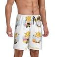 thumbnail image 2 of Susaid Gnomes Honey Bee Print Mens Shorts, Breathable Lounge Sleepwear Set with Elastic Waistband and Pockets-Small, 2 of 6