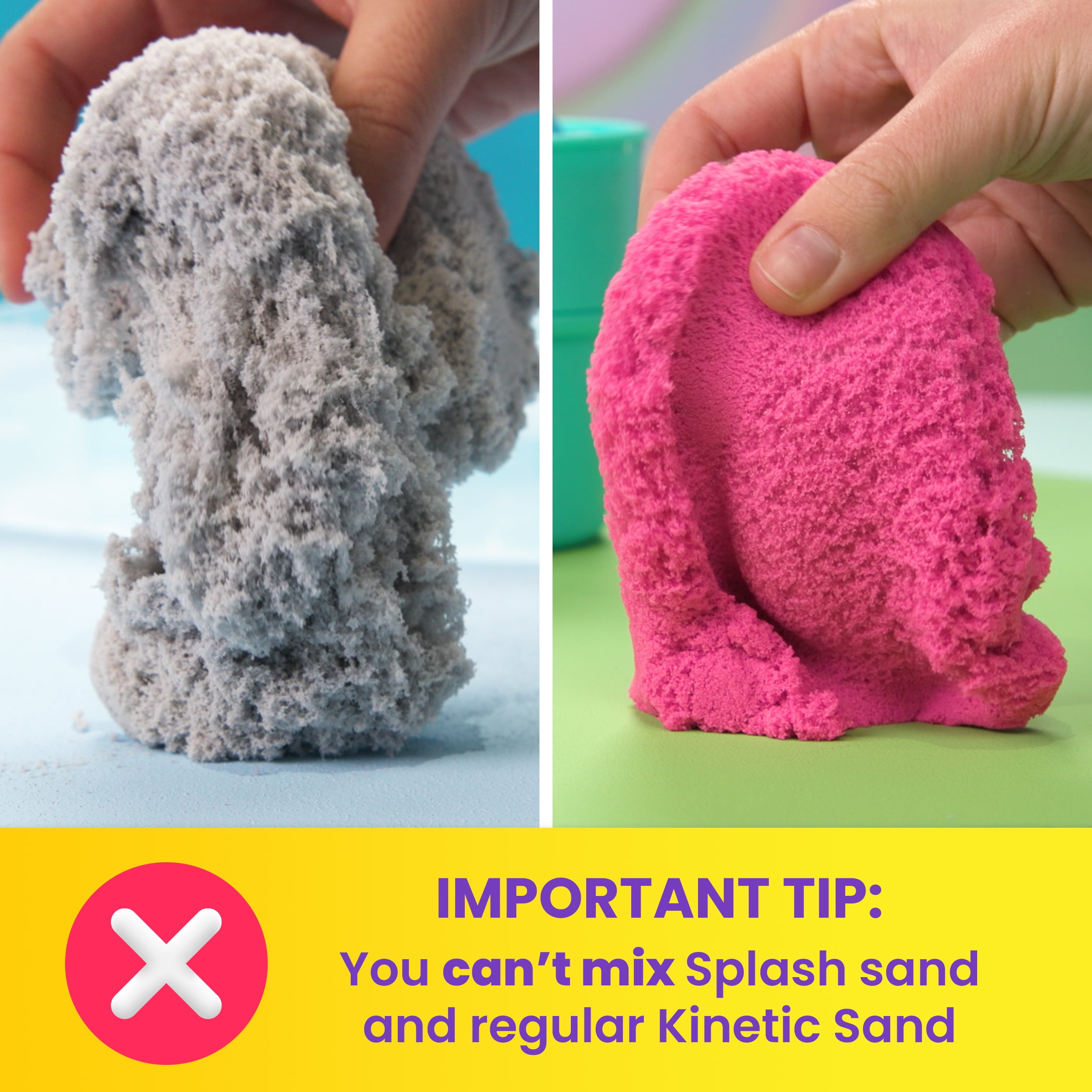 Sable Kinetic Sand, Coffret découverte Splash avec 170 g de sable de jeu qui change de couleur, 3 outils et moules, rangement réutilisable, jouets sensoriels pour enfants à partir de 3 ans Kinetic Sand