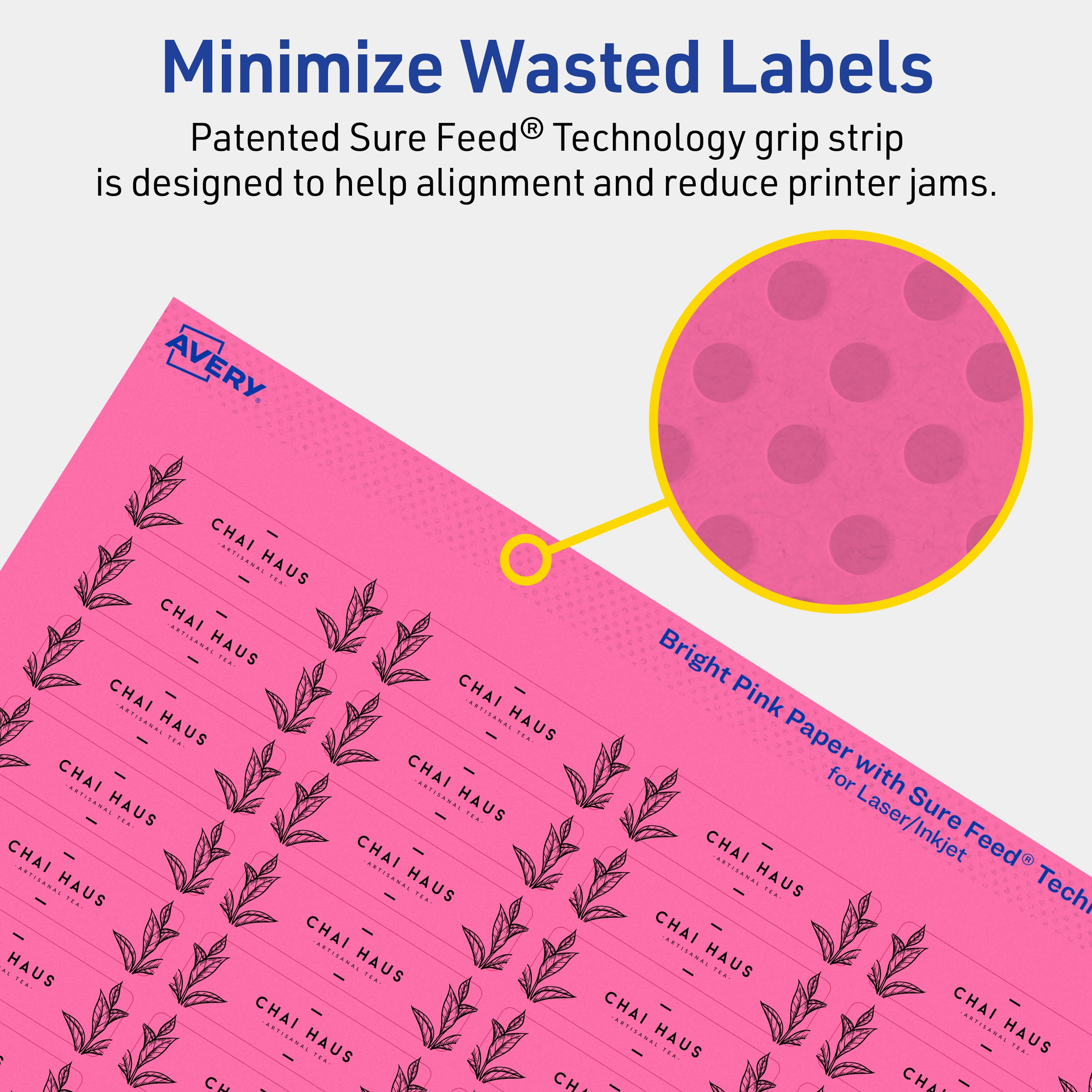 Avery Printable Rectangle Labels, Bright Pink, 0.5" x 1.75", 4,800ct