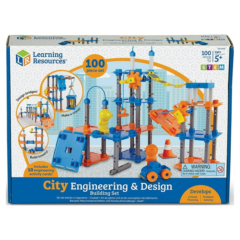 Learning Resources City Engineering and Design Building Set, Engineer STEM  Toy, 100 Pieces, Ages 5+