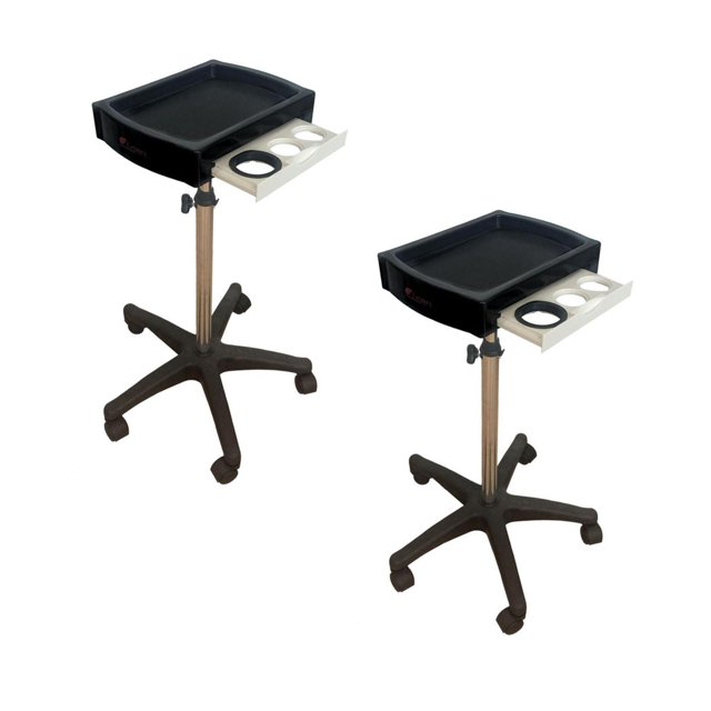 Set 2 Mesa Auxiliar Multifuncional Letmex T0176 Negro Estilista Barbería