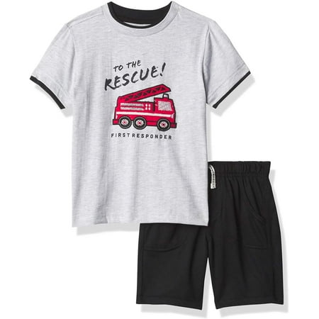 Kids Headquarters Boys 12-24 Months Rescue Firetruck Short Set (Black 18 Months)