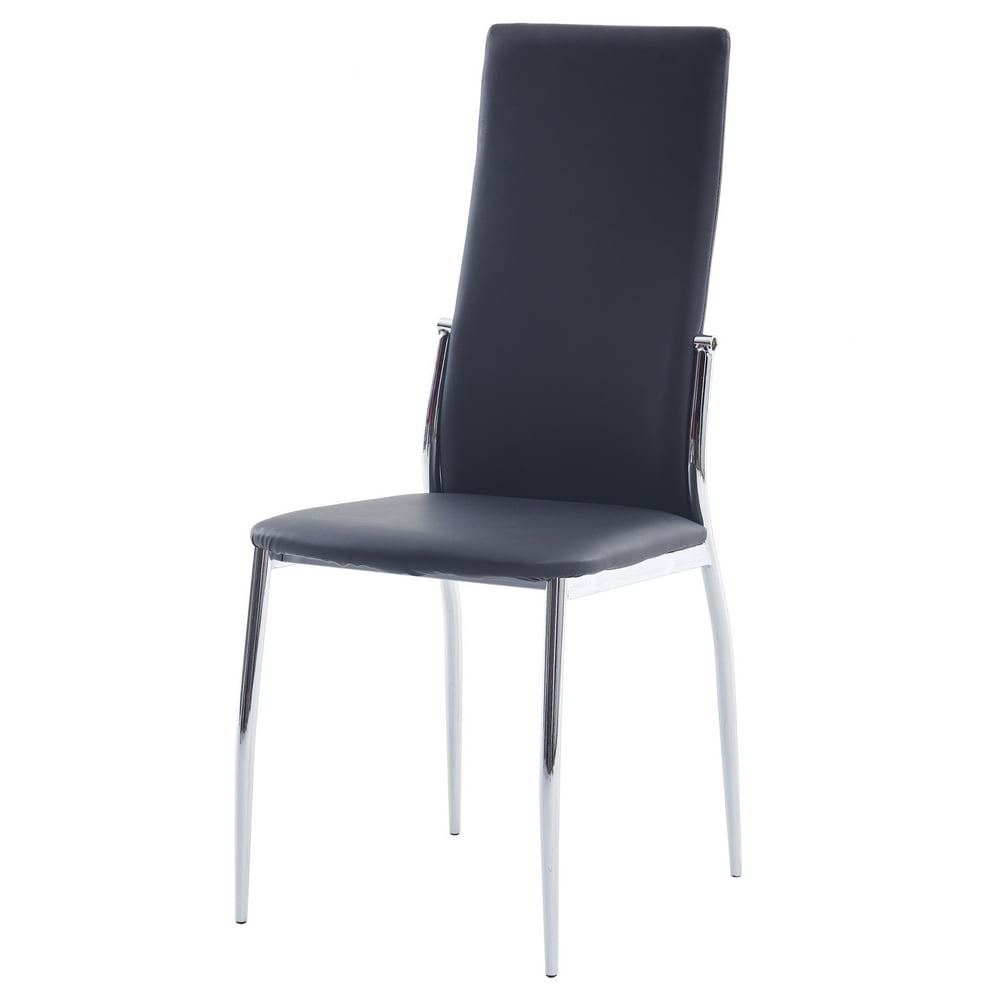 Kepooman 4 Pcs Modern PU Leather Dining Chairs with Padded Seat & High Back, Black Kepooman 4 Pcs Modern PU Leather Dining Chairs with Padded Seat & High Back, Black