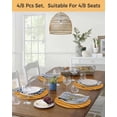 thumbnail image 5 of 13 Inch Round Placemats Set of 6, Orange Spring Leaves Non Slip Heat Insulation PP Table Mats, Pastoral Botanical Striped Flowers Washable Place Mats for Kitchen Dining Party Table Decor, 5 of 7