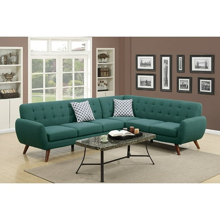 2Pcs Modern Laguna Polyfiber Linen-Like Fabric Sectional Sofa Set with Clean Lines and Curves and Accent Tufted Back Support for Living (Best Way To Clean A Fabric Sofa)