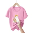 thumbnail image 4 of CAICJ98 Halloween Shirt Boys Girls Short Sleeve T-Shirt for Kids 3D Graphic Spooky Boo Pumpkin Tees Top Halloween Shirt Toddler (Pink,11-12 Years), 4 of 4