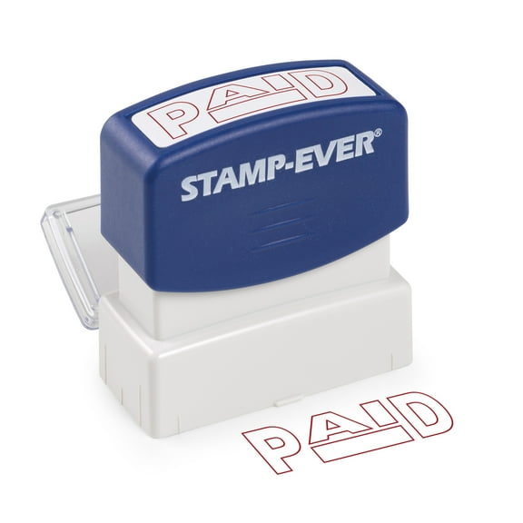 Stamp-Ever Pre-Inked Message Stamp – Paid, Red Ink – Impression Size: 9/16" x 1-11/16"