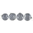 thumbnail image 6 of Geometric Glittered Shiny Glass Ball Christmas Ornaments - 3" (80mm) - Pewter - 4ct, 6 of 8