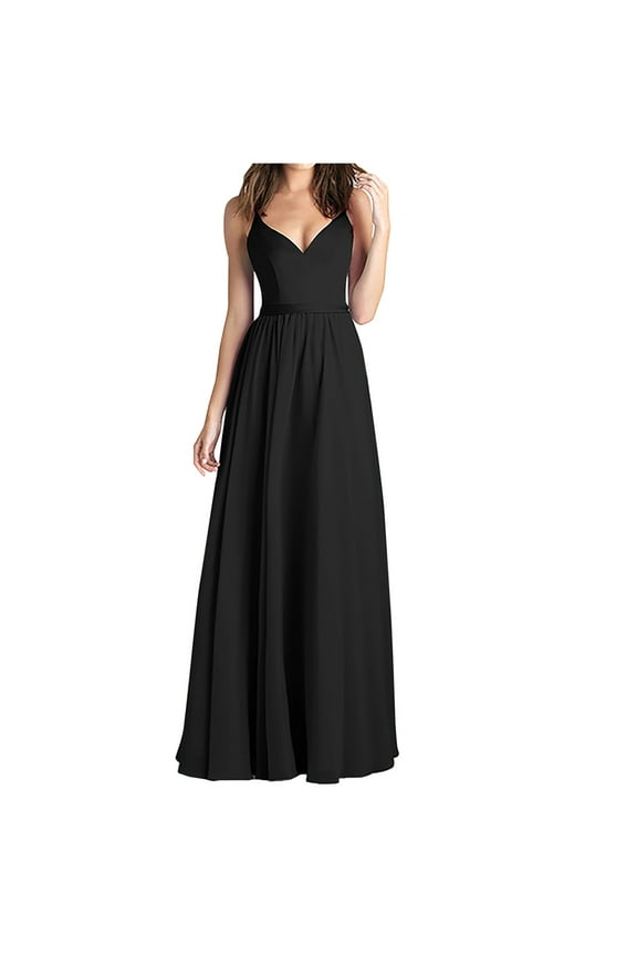 Wedding Guest Dresses for Women Homecoming Party Summer Solid V-Neck Camis Sleeveless Vest Long Dress Elegant Formal Dress,Black