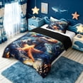 thumbnail image 3 of meiyoeat Underwater Dinosaur Turtle Twin Comforter Sets for Boys Girls Kids, Cute Sea Adventure Bedding Set, Blue Orange, Black Reversible, 2-Piece, 1 Comforter and 1 Pillowcase, 3 of 5
