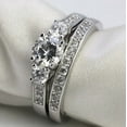thumbnail image 5 of Matching Rings His and Her Rings Couple Rings CZ Wedding Ring Sets White Gold Plated Ring, 5 of 7