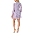 thumbnail image 3 of Women's Summer Dresses 2025 Floral Tie V Neck Semi Sheer Long Sleeve Layered Tiered Chiffon Mini Dress XS Light Purple, 3 of 6