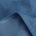 thumbnail image 4 of Fesfesfes Spring Dresses for Women Short Sleeve Dress Solid Color Pullover Denim Dress Turn Down V Neck Mini Dress, 4 of 9