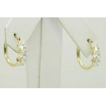 1.50 CT Round 3-Stone Moissanite Hoop Earrings 14K Yellow Gold Plated Leverback