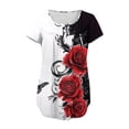 thumbnail image 3 of Haut Plissé Imprimé Décontracté pour Femmes Manches Courtes Col Rond Blouse Polyester Spandex Doux Confortable pour Usage Quotidien Travail Maison Vacances Printemps Été Hiver, 3 of 6