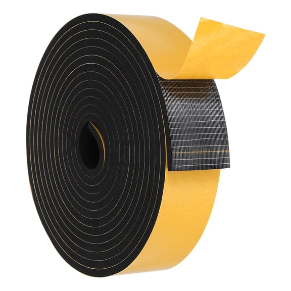 Weather Door Seal Strip Tape for Window 2 Inch x 1/4 Inch x 16 Feet, Black