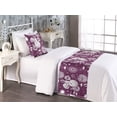 thumbnail image 2 of Space Bed Runner Set, Bicolored Outer Planet Vibe Astronaut and Sun Sketch With Flora on Pinky Back, Decorative Bedding Scarf & a Pillow Sham for Hotels Homes, Twin, Dark Magenta Ivory, by Ambesonne, 2 of 3