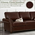 thumbnail image 5 of 5-Seat Modular Sectional Sofa with Storage Boxes, Faux Leather Mid Century Modern Couches, Comfy Cloud Couch with Nails Decoration and Wood Legs for Living Room, Burgundy, 5 of 7