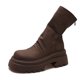 thumbnail image 1 of Botas de mujer con tacón de cuña, plataforma, cremallera, botines de moto punk, tacón alto grueso, punta redonda, botas de combate de moda para el trabajo, media pantorrilla para mujer, 1 of 5