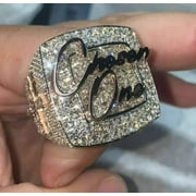 AISHVI JEWELS 5 Ct Round Cut Real Moissanite Men's Custom Latter Ring 14k White Gold Plated 925 Sterling Silver