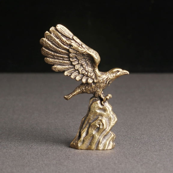 Raindrops Golden Brass Eagle Figurine for Decoration Desktop Eagle Sculpture Perfect Home Office Decor 6.5 Inches